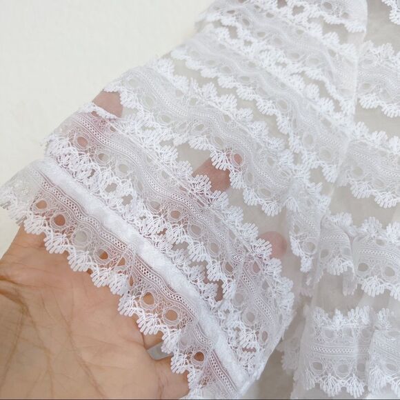 Sandro Helsinki White Black Two Tone Lace Neck Tie Mini Dress XS - Picture 7 of 12